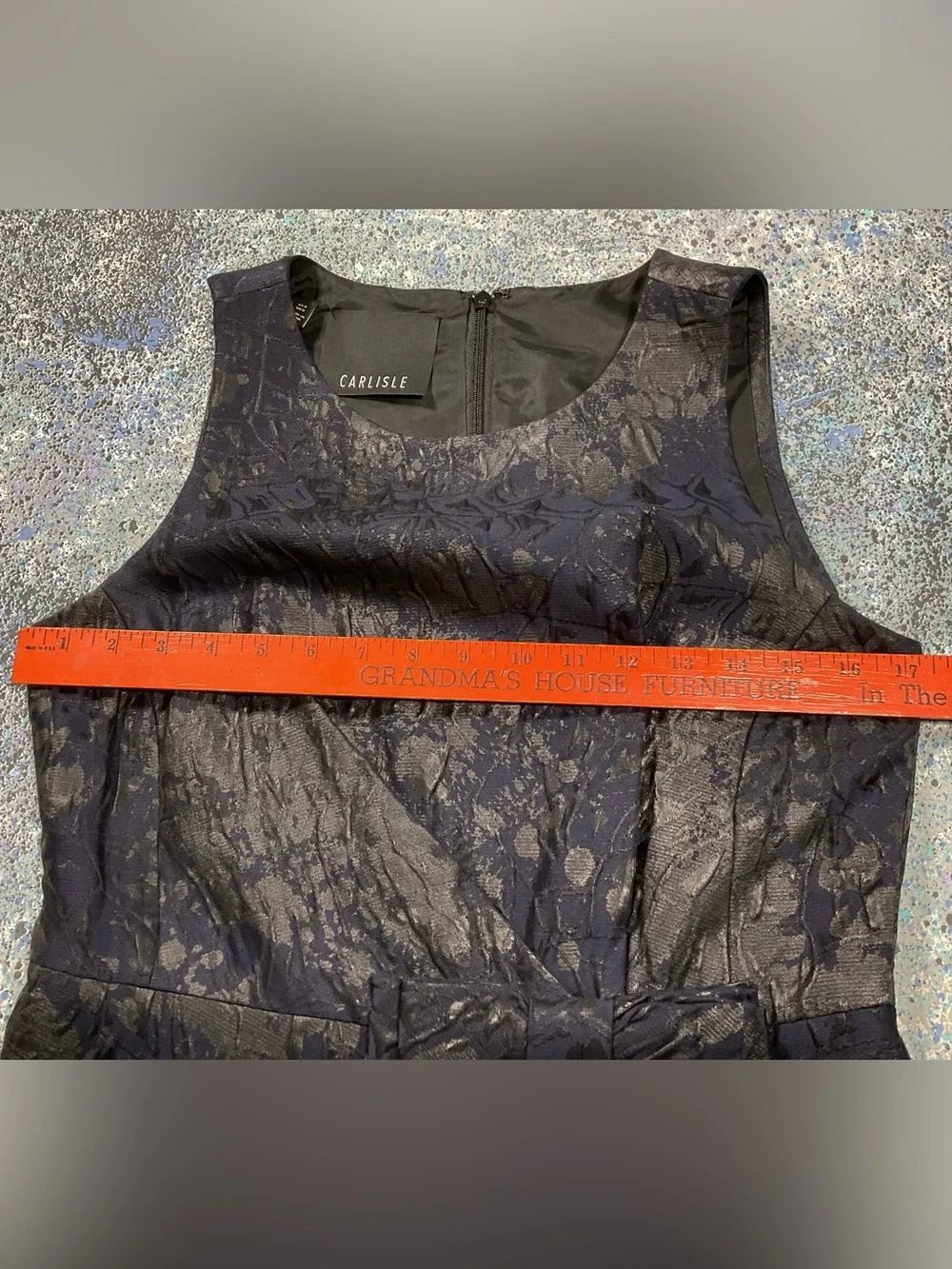 Carlisle Size 6 Y2K Navy Metallic Brocade Dress Long Coat 2 Piece Formal Set